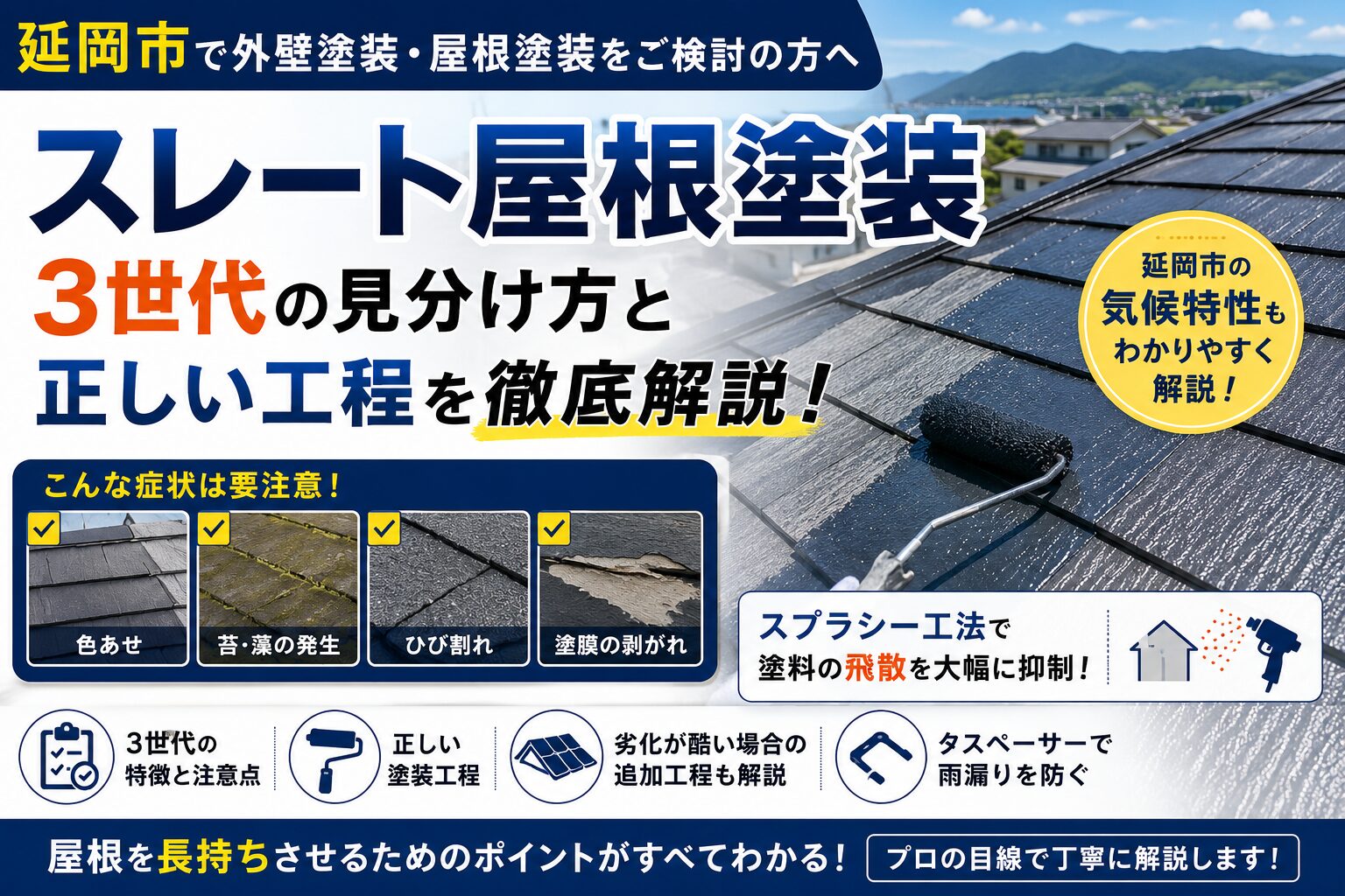 # 延岡市のスレート屋根塗装｜3世代の見分け方・正しい工程・田上塗装が解説